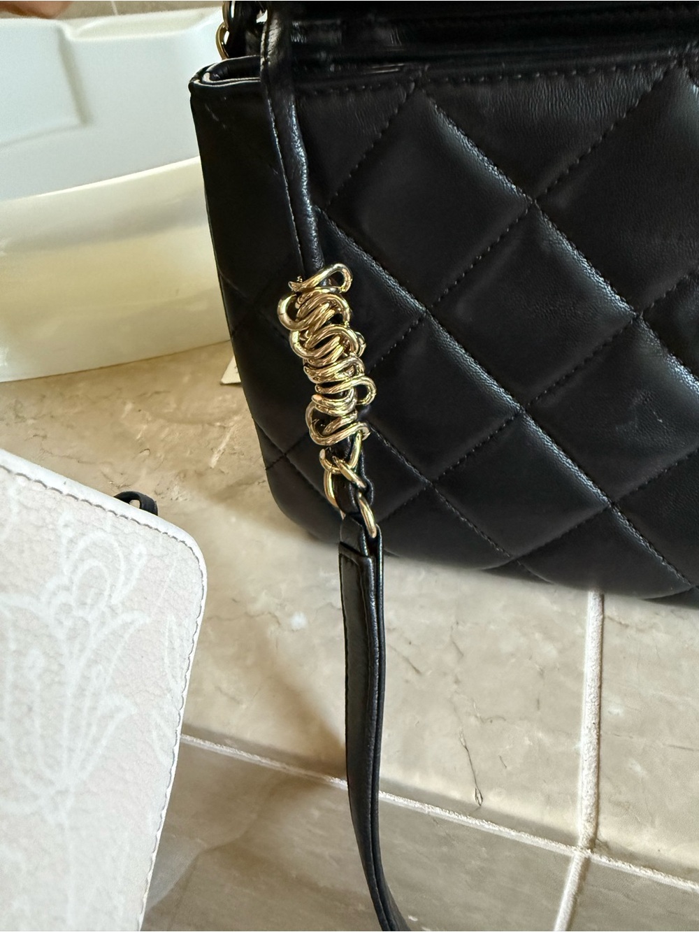 CHANEL Black Quilted Leather Satchel with Gold CC Hardware ; Small Trendy CC bag - Picture 9 of 10